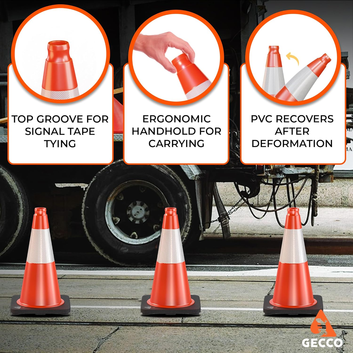 Traffic Cones 18 Inch 3.3 Lb (320 Cones per Pallet)