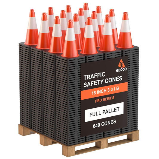 Traffic Cones 18 Inch 3.3 Lb (640 Cones per Pallet)